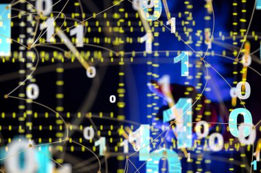 Küresel ağ Engelleme zinciri. Üç boyutlu illüstrasyon. Sinirsel ağlar ve