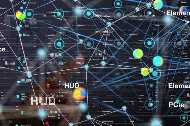 Sinirsel ağ 3 boyutlu illüstrasyon. Büyük veriler ve siber güvenlik