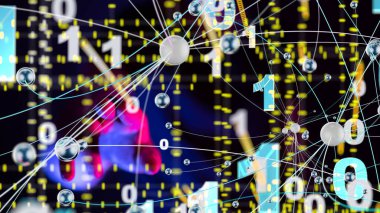 Küresel ağ Engelleme zinciri. Üç boyutlu illüstrasyon. Sinirsel ağlar ve