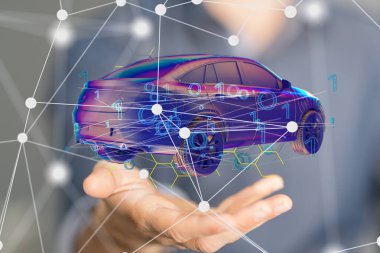 Enerji araba konsepti. Araç EV şarj pili elektrik