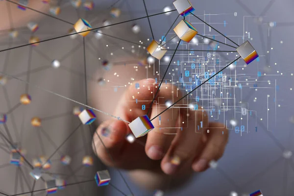 Koyu arkaplan üzerinde noktalar olan soyut çizgiler.