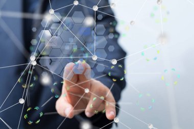 Koyu arkaplan üzerinde noktalar olan soyut çizgiler.