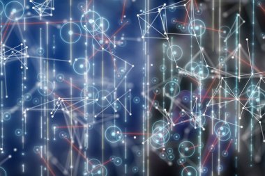 Sinirsel ağ 3 boyutlu illüstrasyon. Büyük veriler ve siber güvenlik