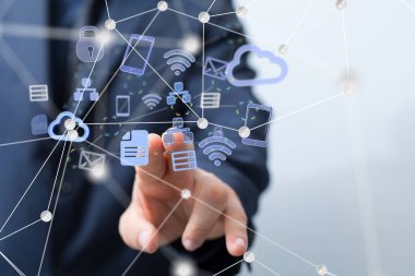 Koyu arkaplan üzerinde noktalar olan soyut çizgiler.