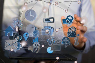 Konferans Dijital Ağ ve Veri Konsepti 3D