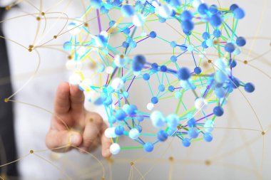 Sinirsel ağ 3 boyutlu illüstrasyon. Büyük veriler ve siber güvenlik