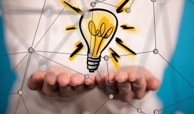 Sinirsel ağ 3 boyutlu illüstrasyon. Büyük veriler ve siber güvenlik