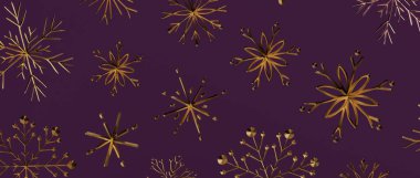 Mor Arkaplan Festivali Tatil Tasarımı Üzerine Zarif Altın Kar Taneleri
