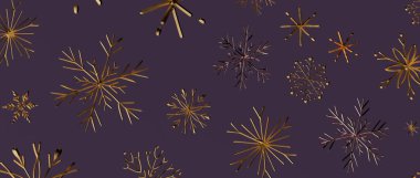 Noel için Mor Arkaplanda Zarif Altın Kar Tanesi Şablonu