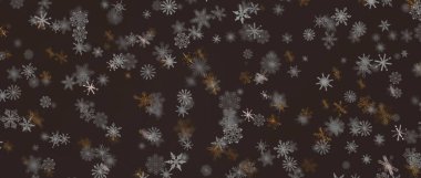 Noel tasarımı için kahverengi arkaplanda soyut kar tanesi deseni