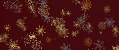 Kış tasarımı için koyu kırmızı arkaplanda soyut kar tanesi deseni