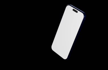 Siyah arkaplanda boş görüntüsü olan modern akıllı telefon tasarımı modeli