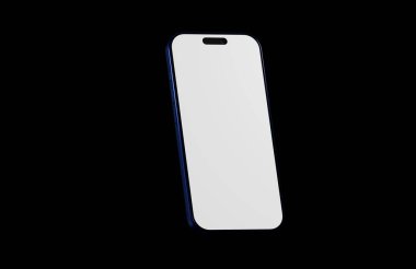Siyah Arkaplanda Boş Ekran ile Modern Mavi Akıllı Telefon