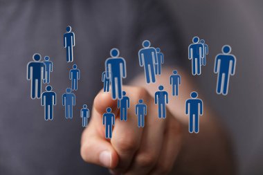 İnsan bağlantı ağı konsepti dijital ele dokunur