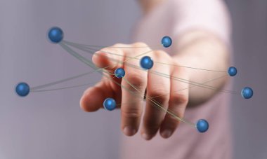 Parmak ucu konseptiyle dijital ağa dokunmak modern tasarım