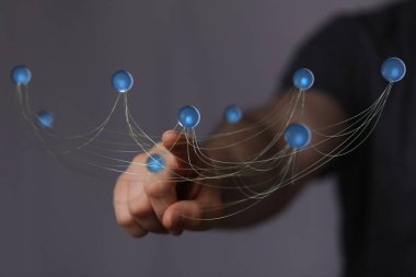 İş İçin Dijital Ağ Dokunuşu ve Bağlantı Görselleştirmesi
