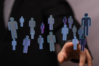 Bağlı kişilerle dijital ağ, iş konsepti, takım çalışması