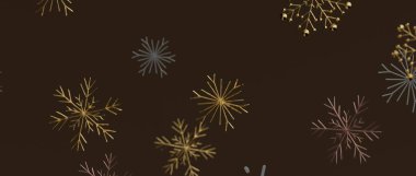 Noel sezonu için Kahverengi Arkaplanda Zarif Kar Tanesi Deseni