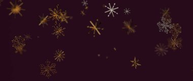 Koyu Mor Arkaplanda Soyut Altın Kar Taneleri