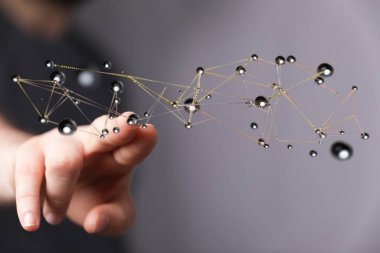 İnsan Elleri Dokunma Yapısı Tarafından Gösterilen Soyut Dijital Ağ Kavramı