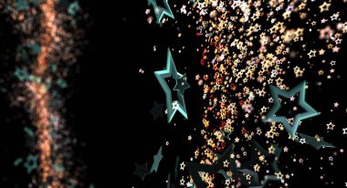 Siyah Arkaplanda Soyut Parlayan Yıldızlar ve Işık İzleri