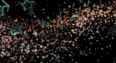 Parlayan Parçacıklar ve Derin Uzay ile Soyut Yıldızlı Gece Arkaplanı