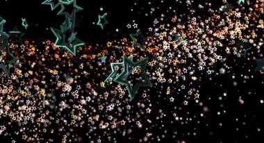 Siyah üzerinde parlayan parçacıklar olan soyut yıldız arkaplanı