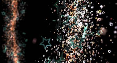 Bokeh ve karanlık uzay illüstrasyonlu soyut yıldız arkaplanı