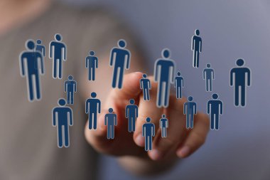 Elle işaret edilen bir grup insanla insan ağı bağlantısı