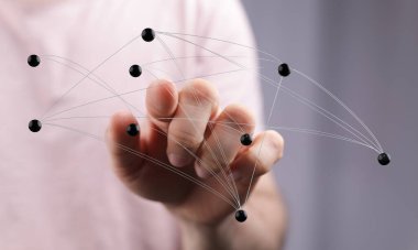 El teması ile dijital ağ bağlantısı, küresel internet.