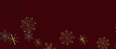 Şık Noel Altın Kar Taneleri Burgonya arka planında