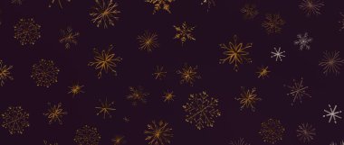 Koyu Mor Üzerine Altın Kar Tanesi Arkaplan Deseni
