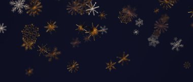 Koyu Mavi Arkaplan Üzerine Düşen Soyut Kar Taneleri