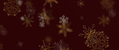 Soyut kar tanesi deseni altın ve kahverengi renkte