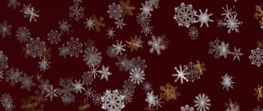Noel sezonu için kırmızı tonlarda soyut kar taneleri deseni