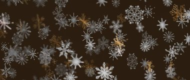Kahverengi arka planda soyut kar tanesi deseni, kış festivali konsepti