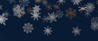 Koyu Mavi Arkaplanda Soyut Kar Tanesi Deseni, Kış Teması