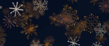 Kış mevsimi için Karanlık Arkaplanda Soyut Kar Tanesi Deseni