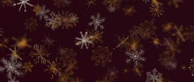 Altın ve Gümüş Elementli Soyut Kar Tanesi Arkaplanı