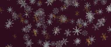 Kış tasarımı için bordo arka planda soyut kar tanesi deseni