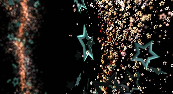 Siyah Arkaplanda Soyut Parlayan Yıldızlar ve Işık İzleri