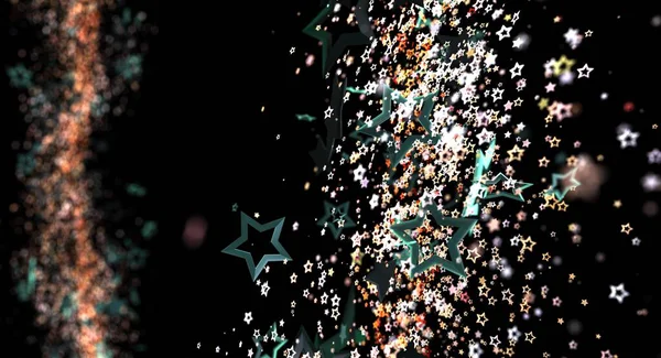 Bokeh ve karanlık uzay illüstrasyonlu soyut yıldız arkaplanı