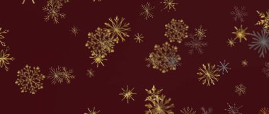 Burgonya dokusunda Altın Kar Taneleri ile Zarif Kış Arkaplanı