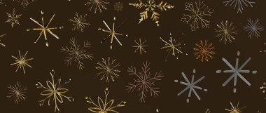 Altın Kar Tanesi Arkaplanı - Noel, Yeni Yıl, Kış Şablonu