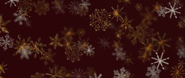 Kış için Maroon Arkaplanı 'nda Soyut Kar Tanesi Deseni