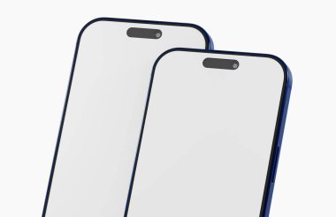 Beyaz arka planda modern cep telefonu modelleri, akıllı telefon tasarımı