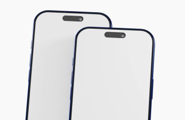 İki Yeni Modern Akıllı Telefon, Mavi Çerçeveli Şık Tasarım