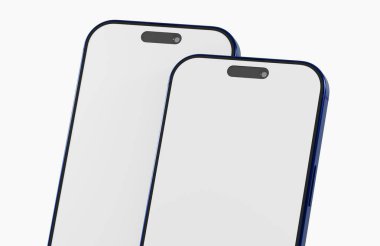 Mavi hatlı ve boş görüntülü modern akıllı telefon tasarımı, sunum için model