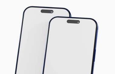 Beyaz Arkaplanda Mavi Kenarlı Modern Akıllı Telefon Aygıtları