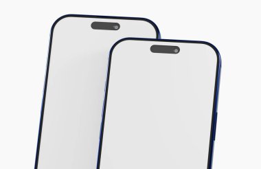 Boş ekranlı modern akıllı telefonlar, teknoloji, iş ve iletişim kavramları